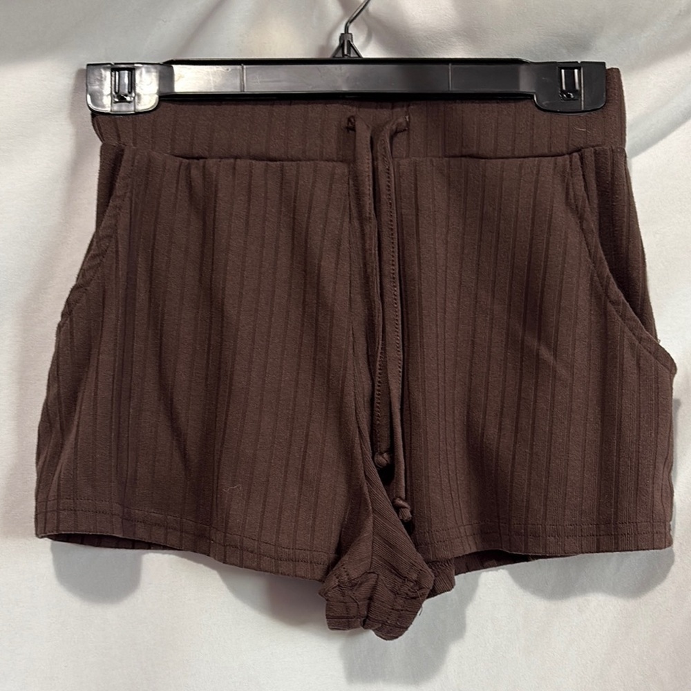 High Waist Chocolate Brown Women's Shorts Xs290